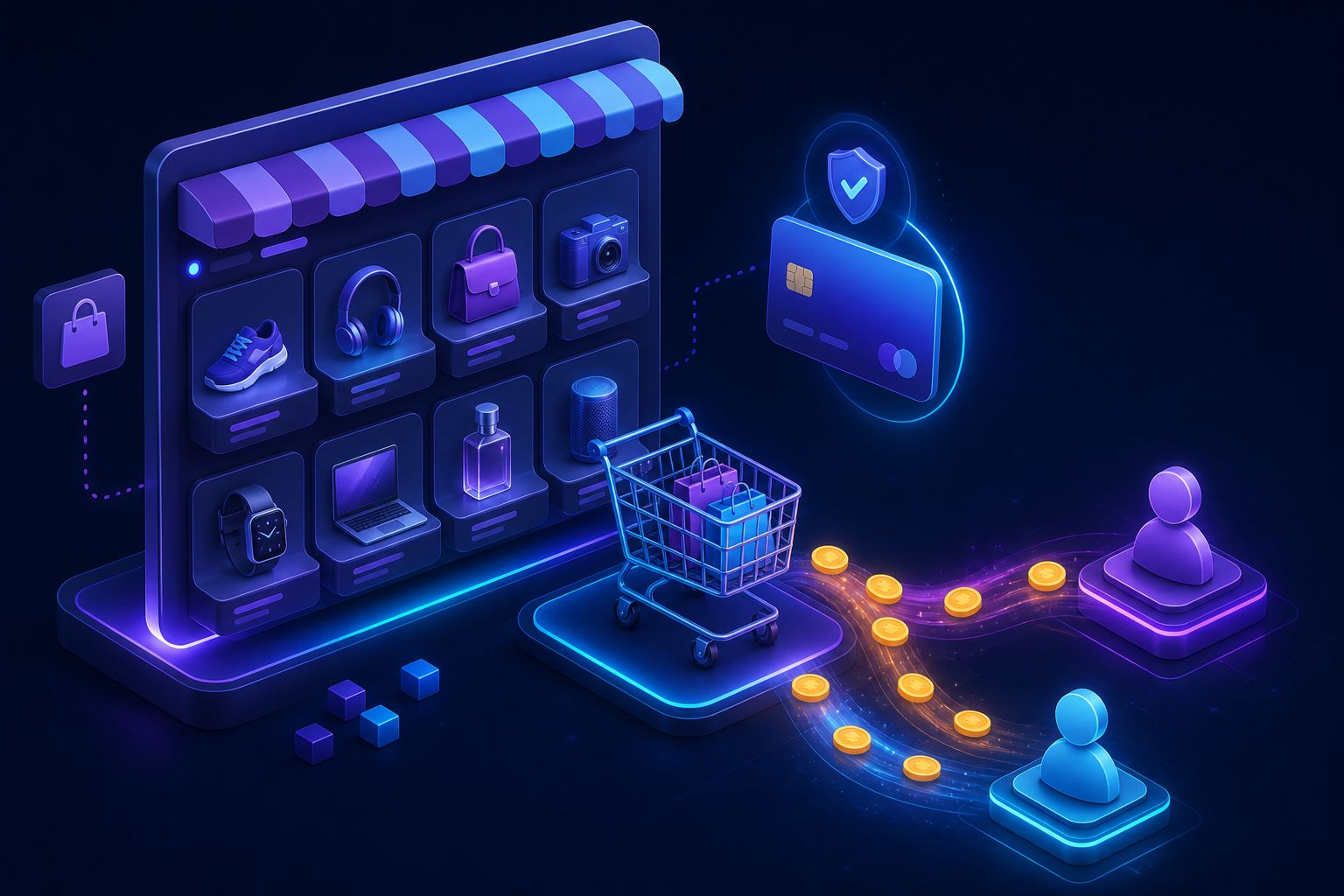 Ilustração de uma vitrine digital para comercializar certificações